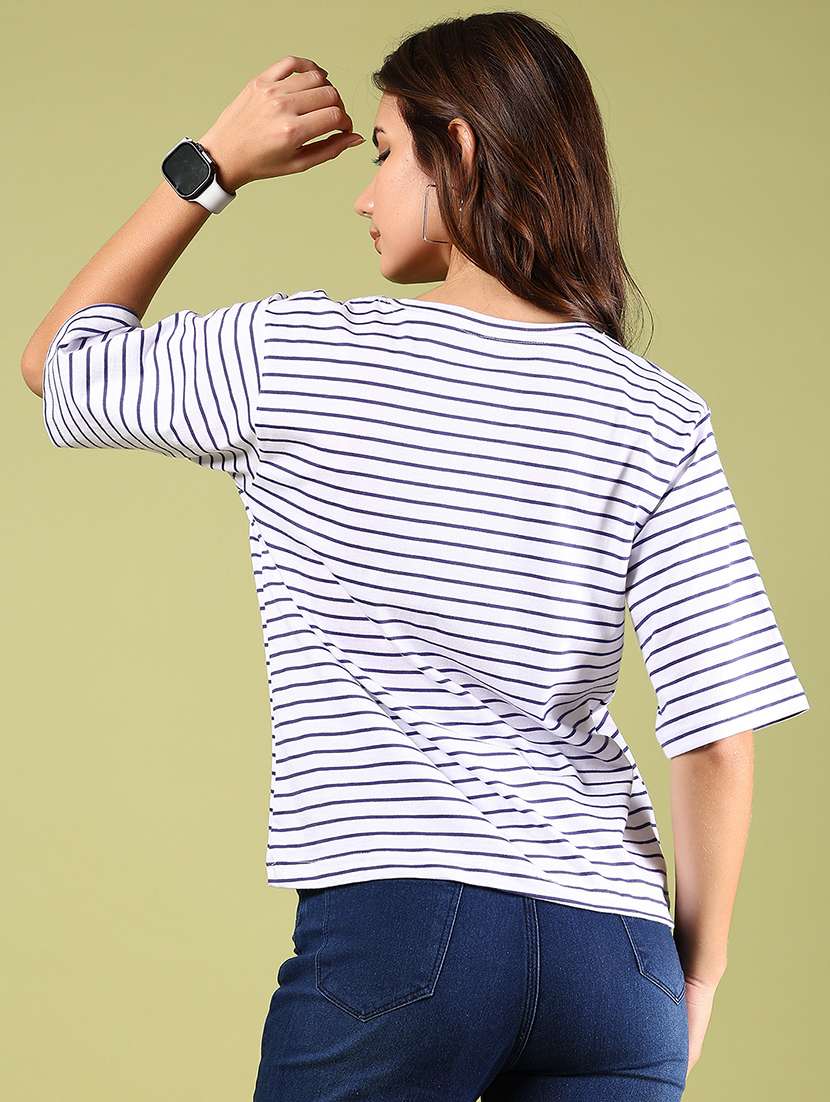 women striped short sleeve regular fit t-shirt - 21794817 -  Standard Image - 3
