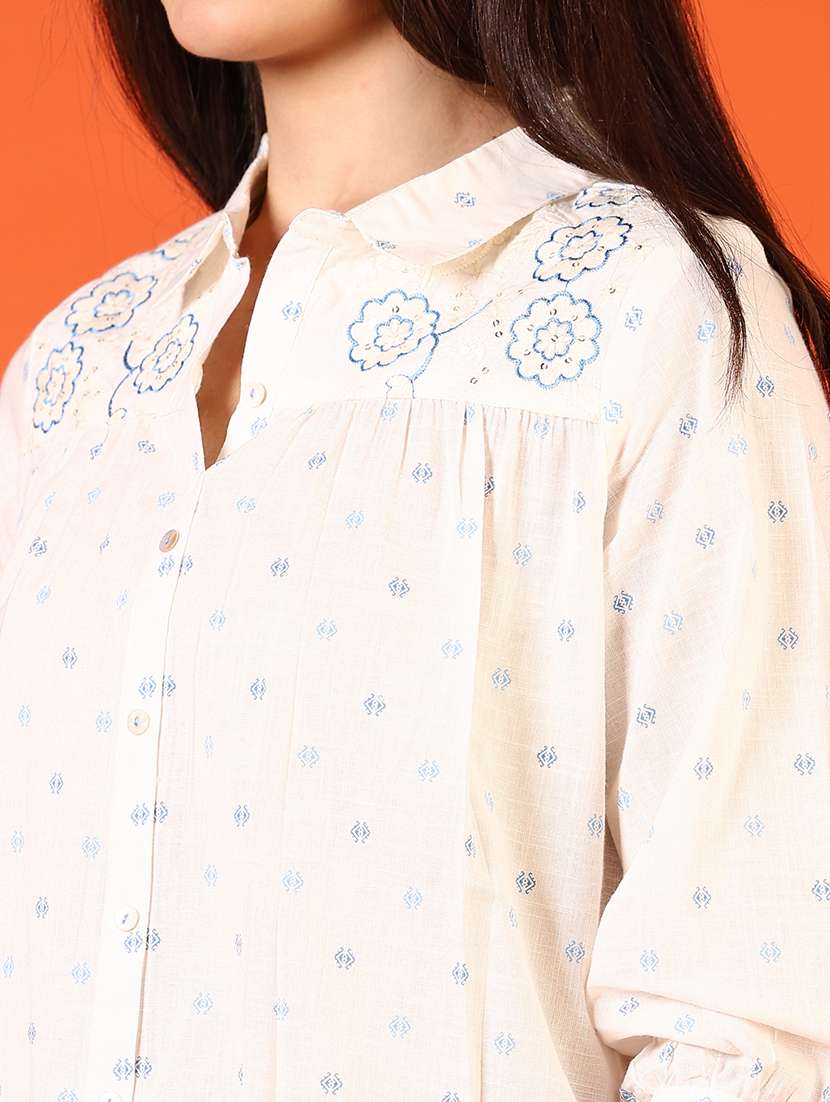 women embroidered three quarter sleeve kurti - 21794822 -  Standard Image - 5