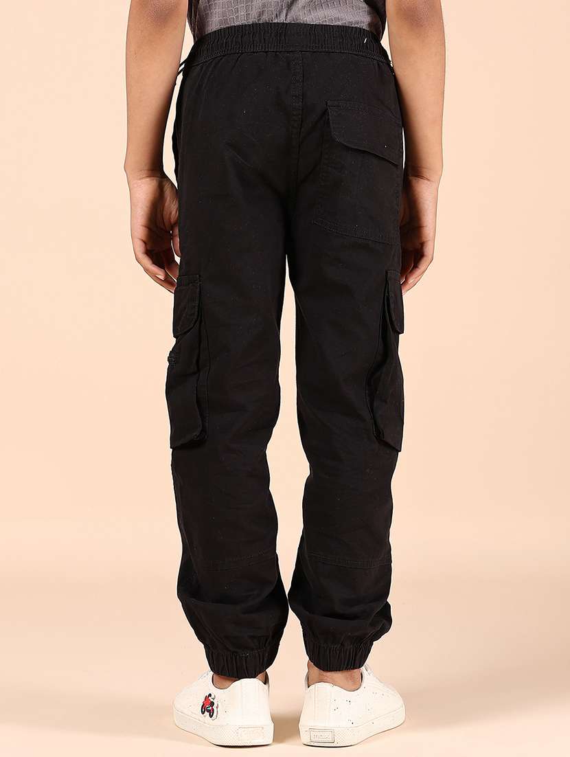 boys solid mid rise relaxed fit cargo - 21794831 -  Standard Image - 3