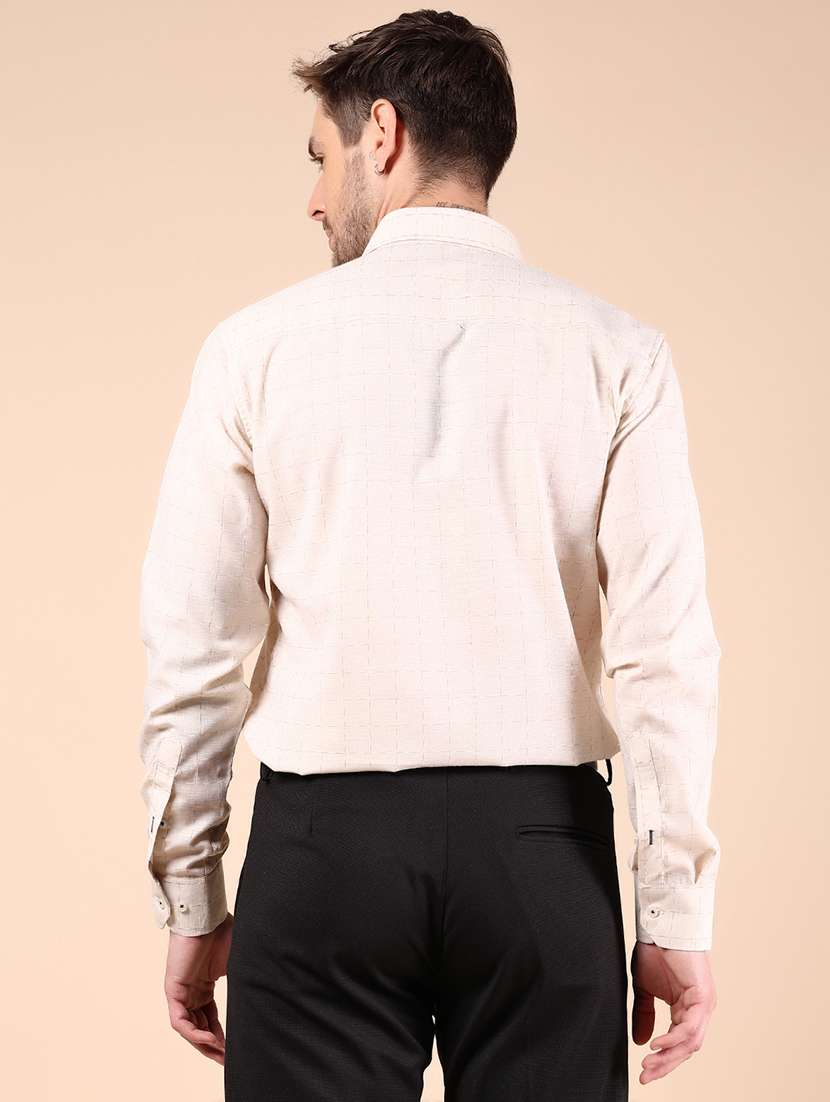 beige cotton formal shirt - 21794837 - Standard Image - 3