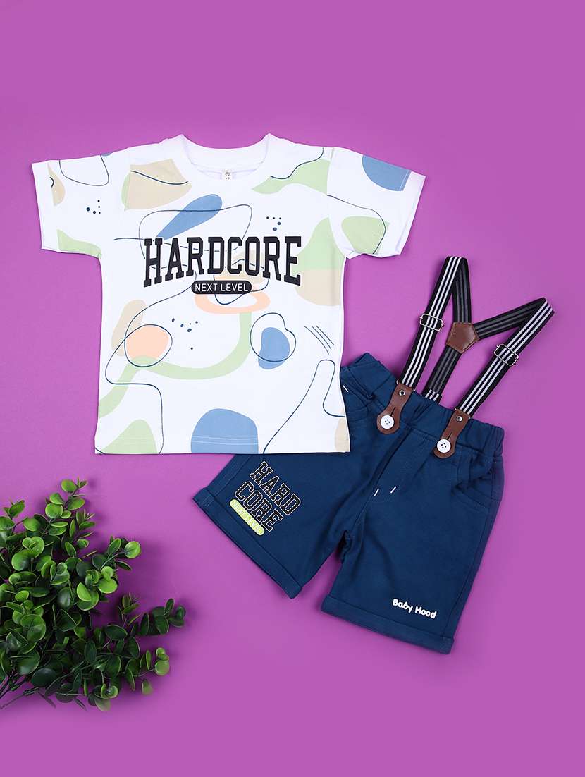 boys printed t-shirt & dungaree set - 21794839 - Zoom Image - 0