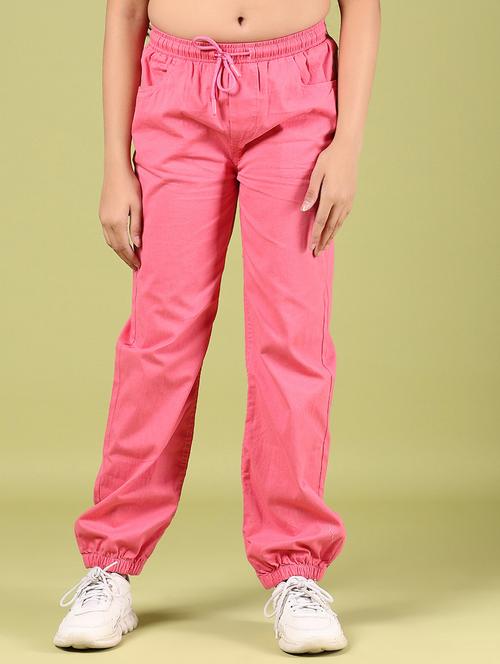 girls pink cotton plain jogger - 21794904 - Standard Image - 0