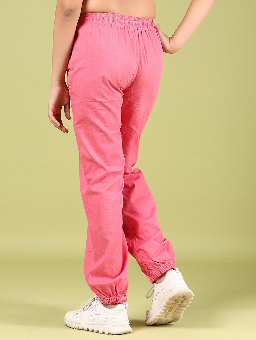 girls pink cotton plain jogger - 21794904 - Standard Image - 3