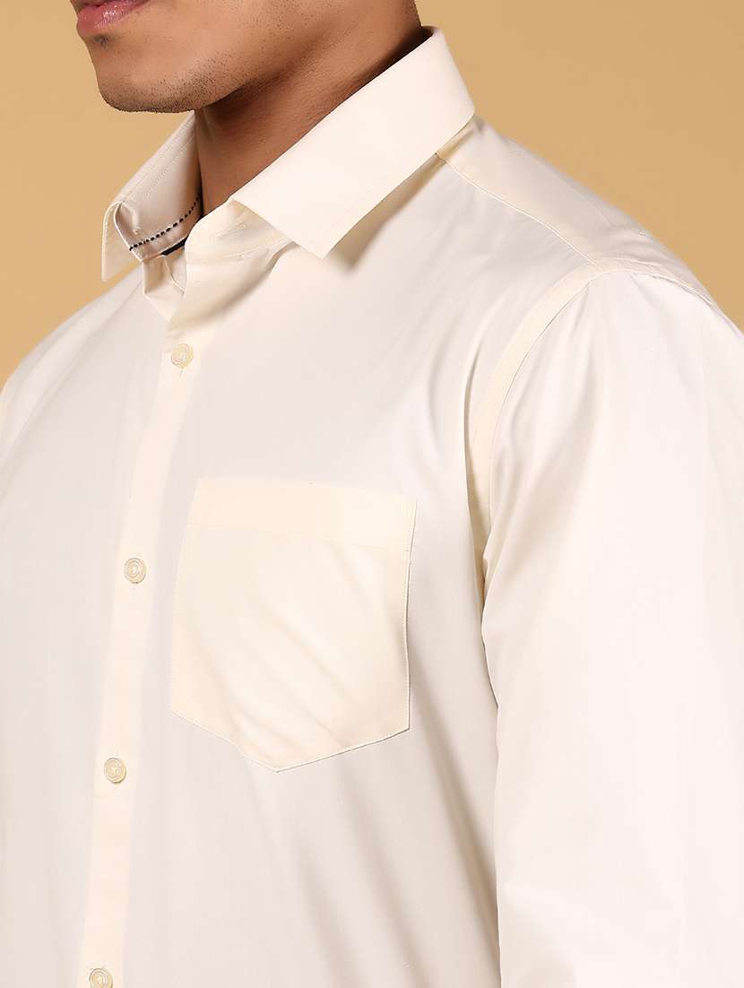 cream cotton formal shirt - 21794914 - Standard Image - 5