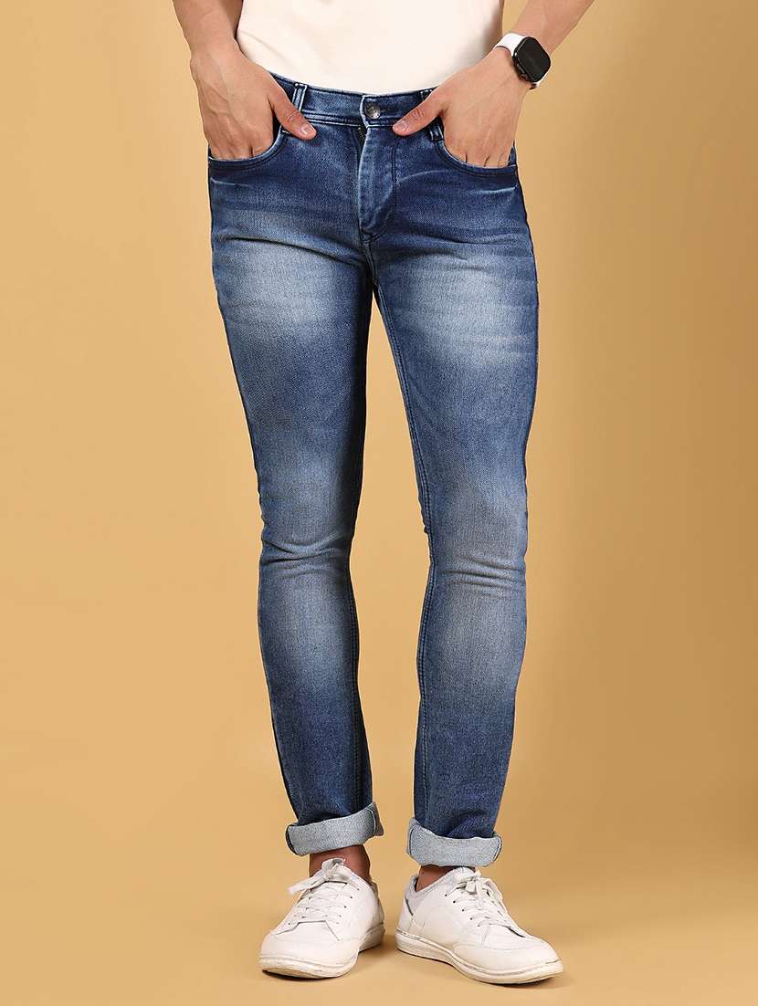 men solid mid rise skinny fit jean
