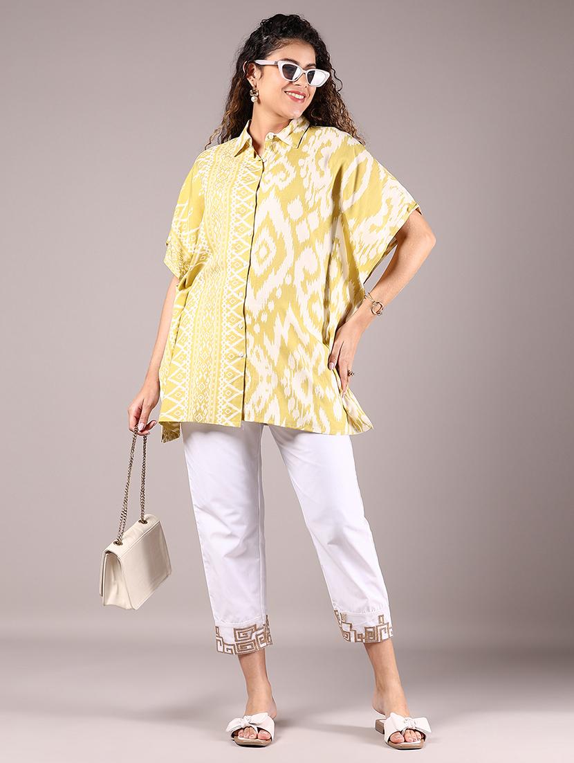 women printed collared kimono sleeve shirt style top - 21794950 - Standard Image - 5