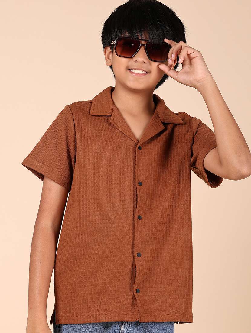boys self designed cuban collared shirt