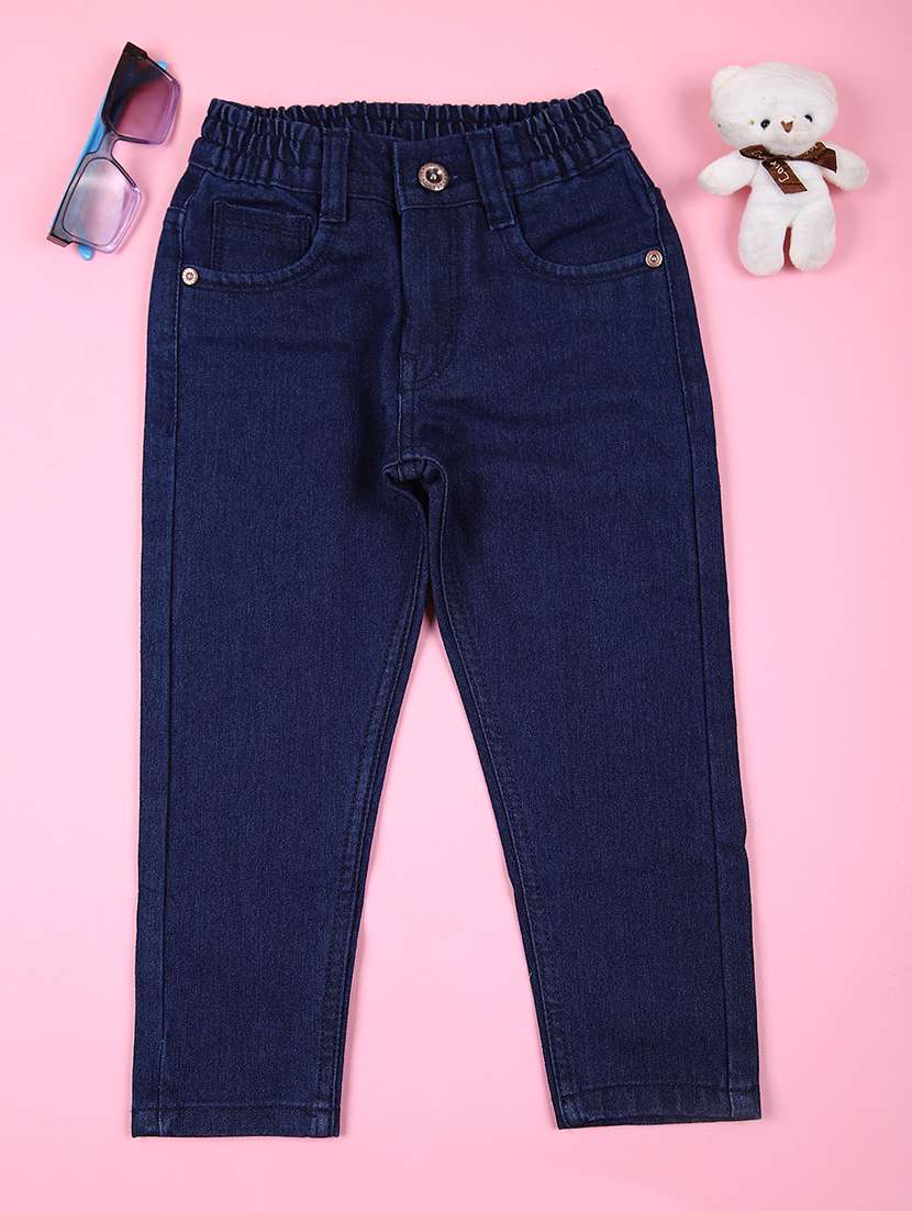 boys solid mid rise slim fit jean