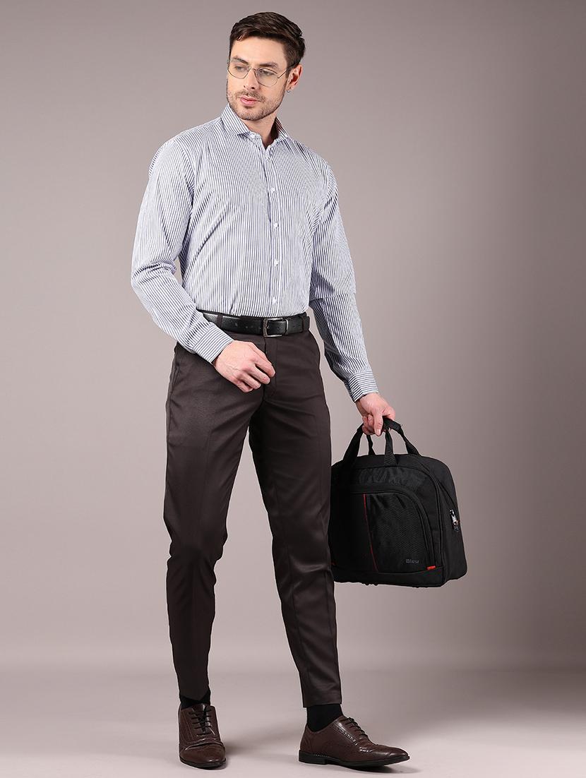 men solid regular fit flat front formal trouser - 21795001 - Standard Image - 5
