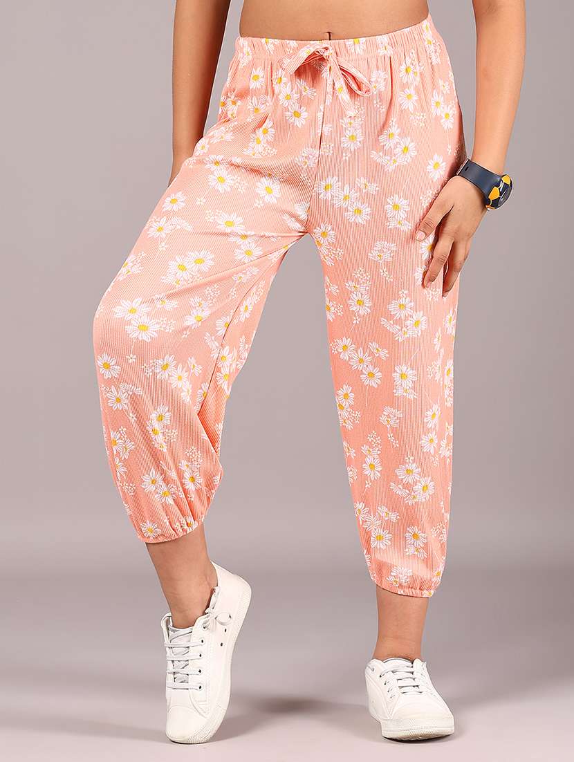 girls peach cotton harem trouser