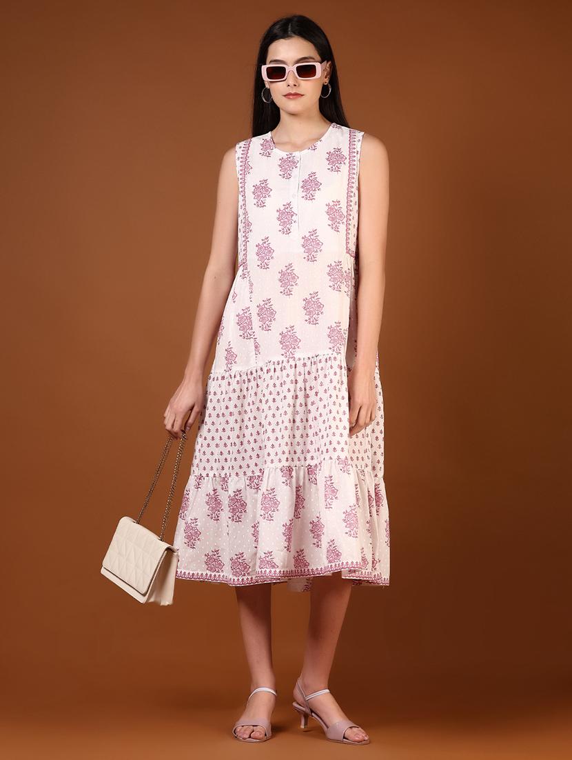 women floral printed sleeveless tiered dress - 21795075 -  Zoom Image - 0