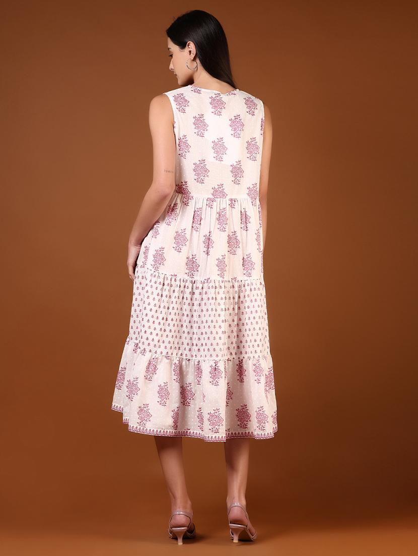 women floral printed sleeveless tiered dress - 21795075 - Standard Image - 3
