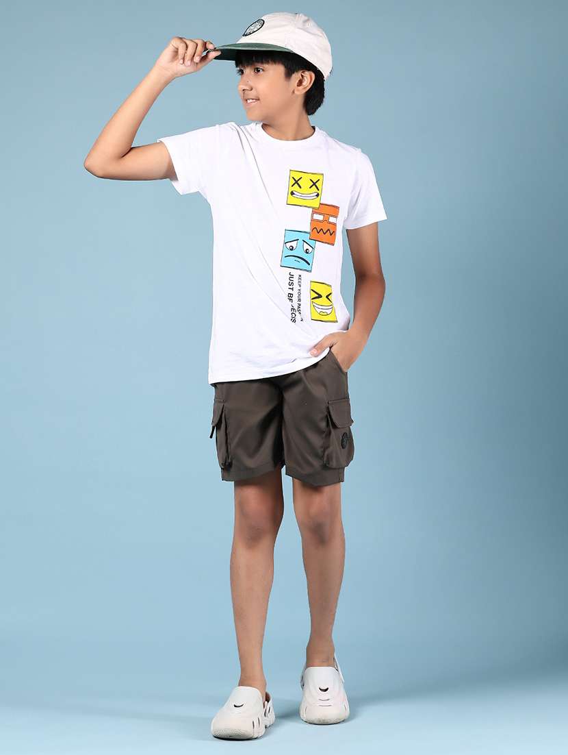 boys solid mid rise regular fit cargo shorts  - 21795178 -  Standard Image - 5