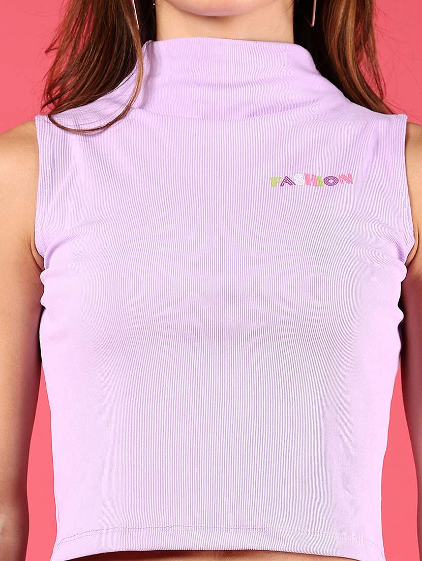 women solid high neck sleeveless crop top - 21795216 -  Standard Image - 5