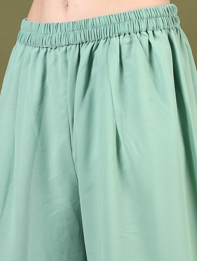 green cotton kurta palazzo set - 21795227 - Standard Image - 3