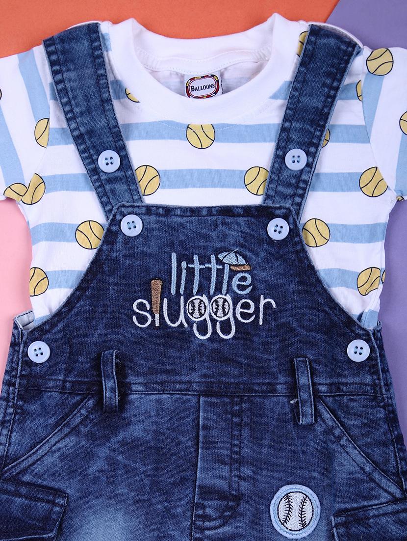 boys printed t-shirt & dungaree casual wear set - 21795232 - Standard Image - 3