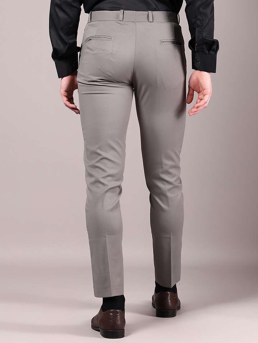 men solid regular fit flat front formal trouser - 21795285 -  Standard Image - 3