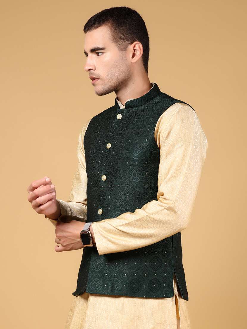 men self designed sleeveless nehru jacket - 21795384 -  Standard Image - 3