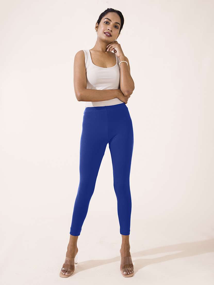 women solid ankle length leggings