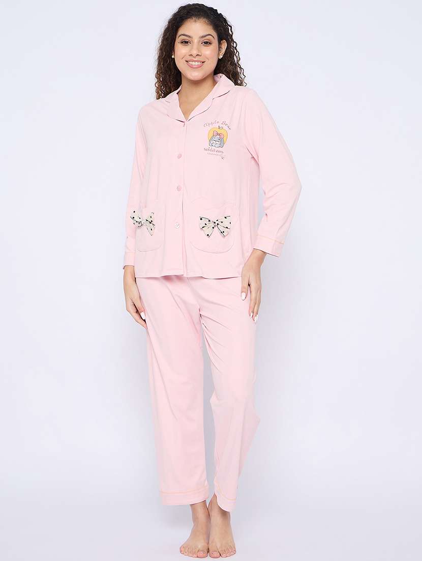 women long sleeves nightwear pyjama set