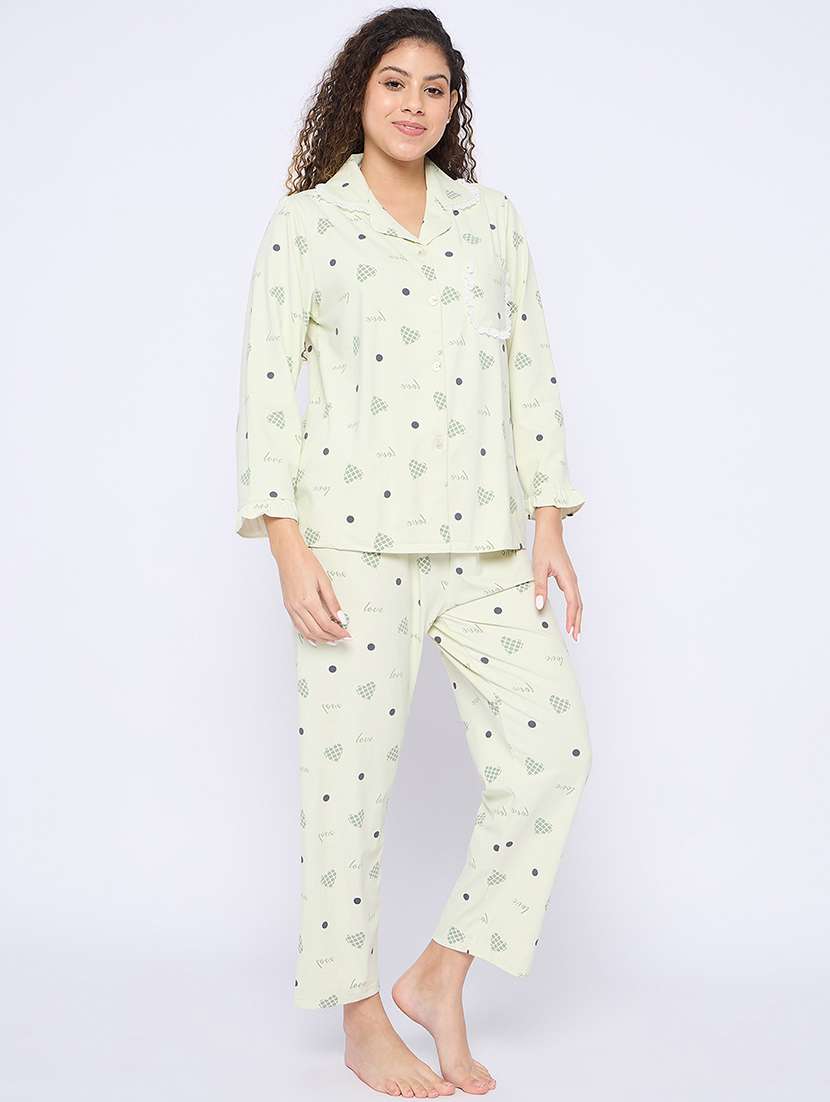 women printed long sleeves nightwear pyjama set - 21796519 -  Standard Image - 5
