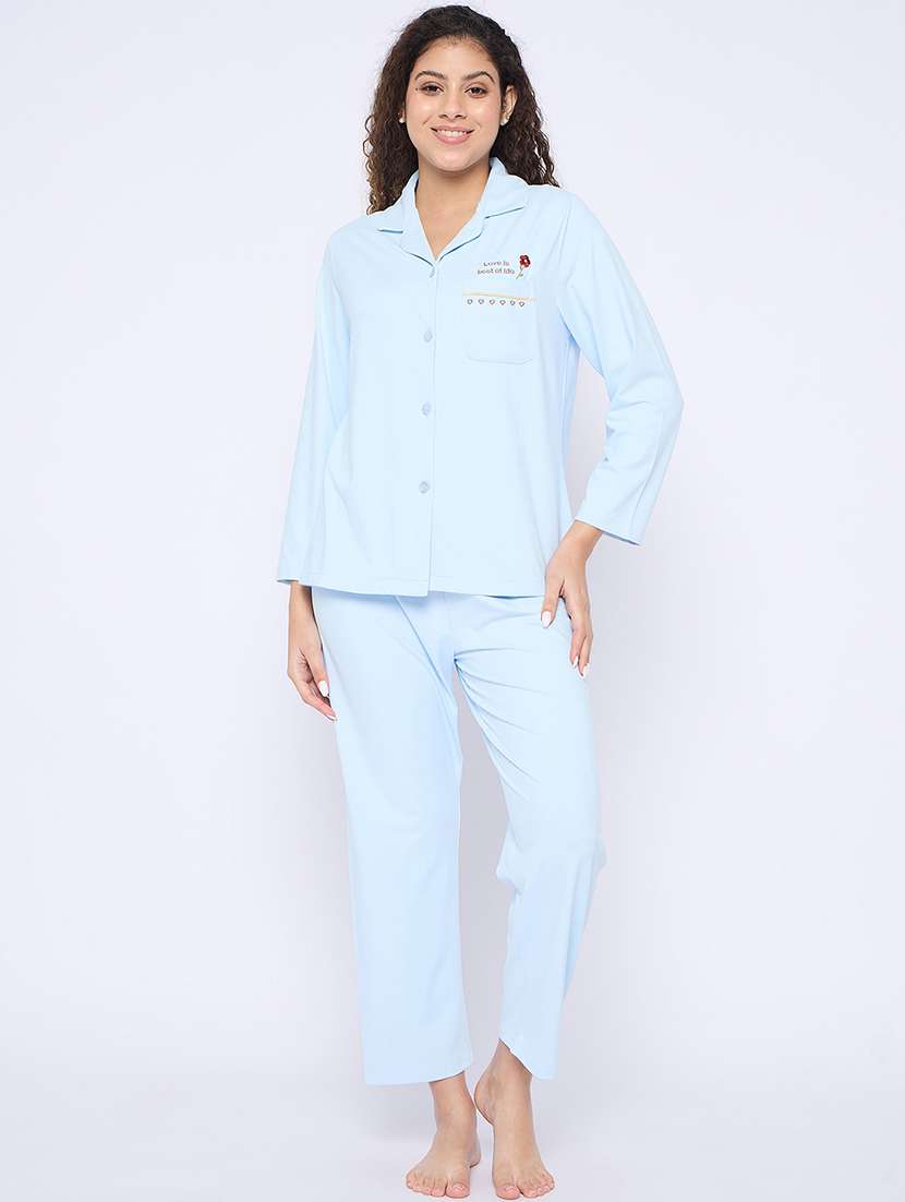 women long sleeves nightwear pyjama set