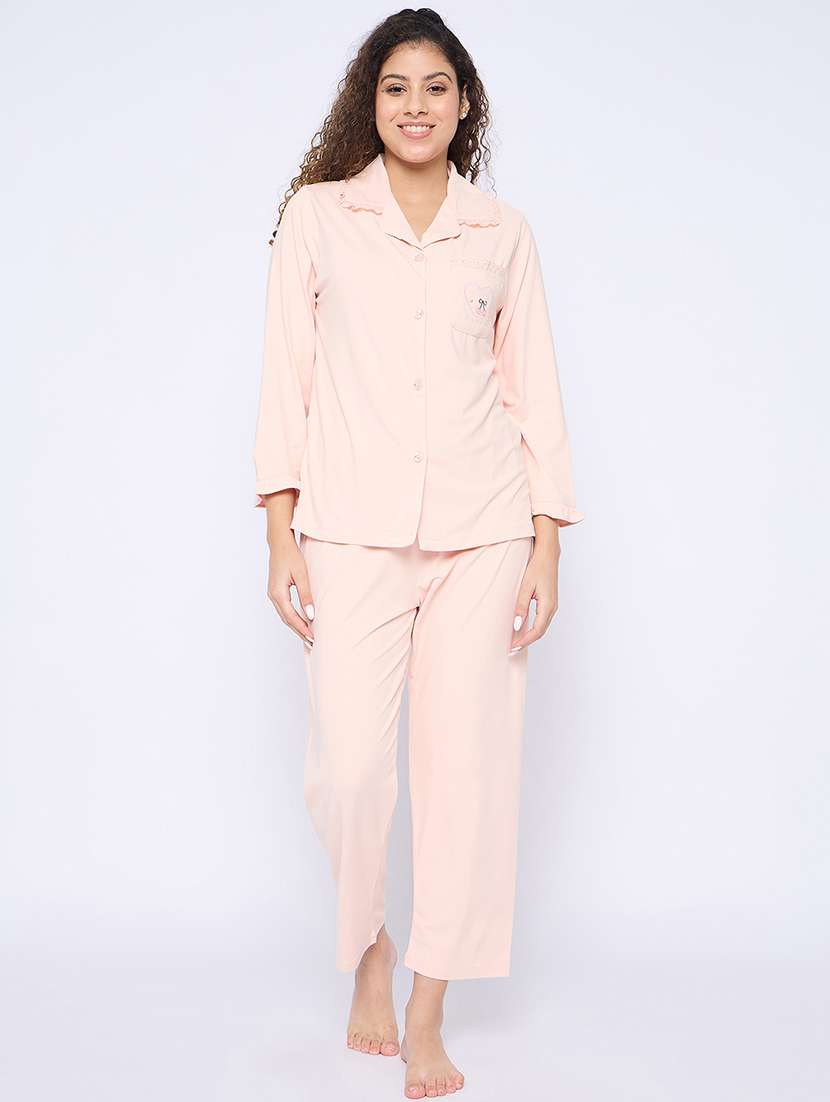 women long sleeves nightwear pyjama set