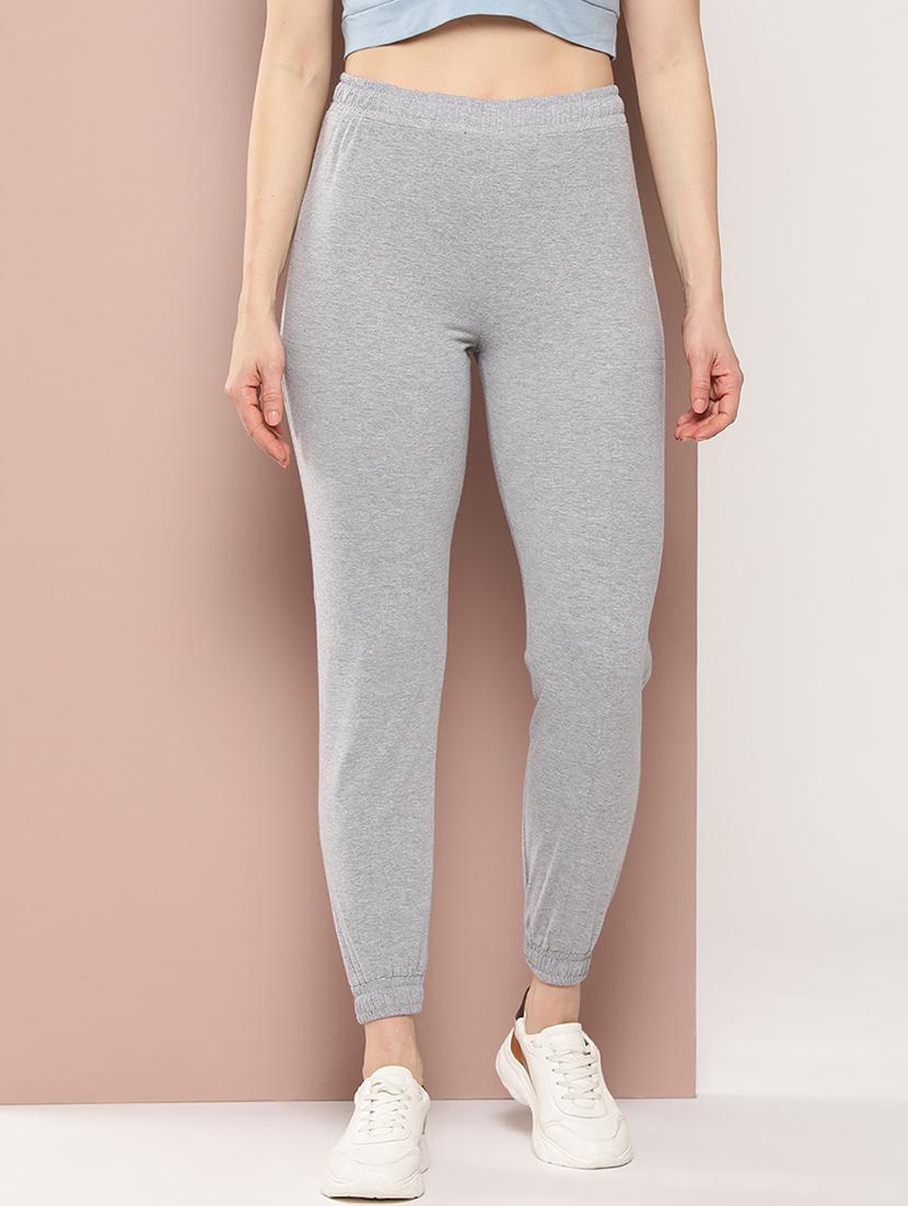 women solid high rise slim fit jogger