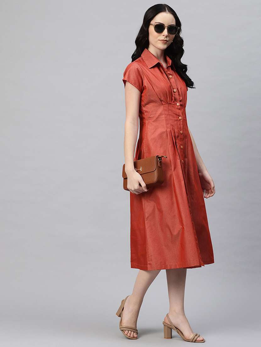 women solid collared shirt dress - 21796766 -  Standard Image - 3
