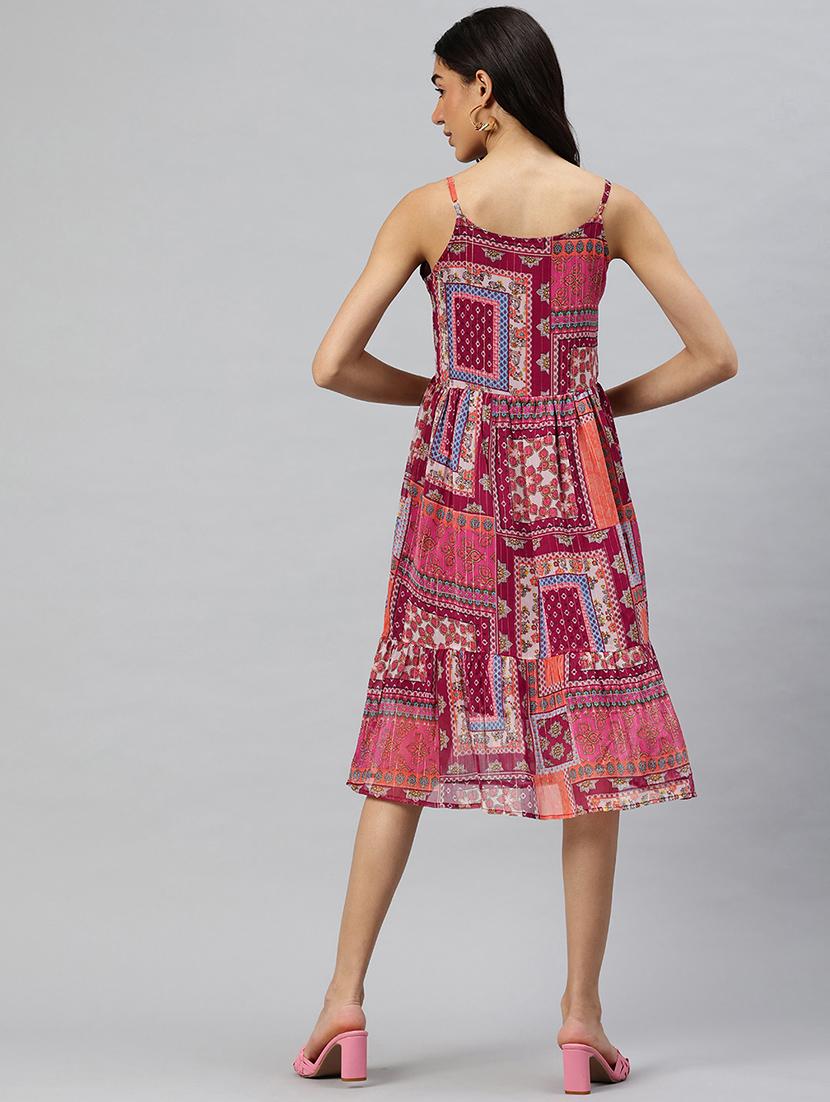 women printed shoulder strap sleeveless tiered dress - 21796770 - Standard Image - 3