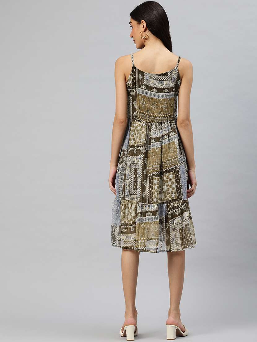 women printed shoulder strap sleeveless tiered dress - 21796771 -  Standard Image - 3