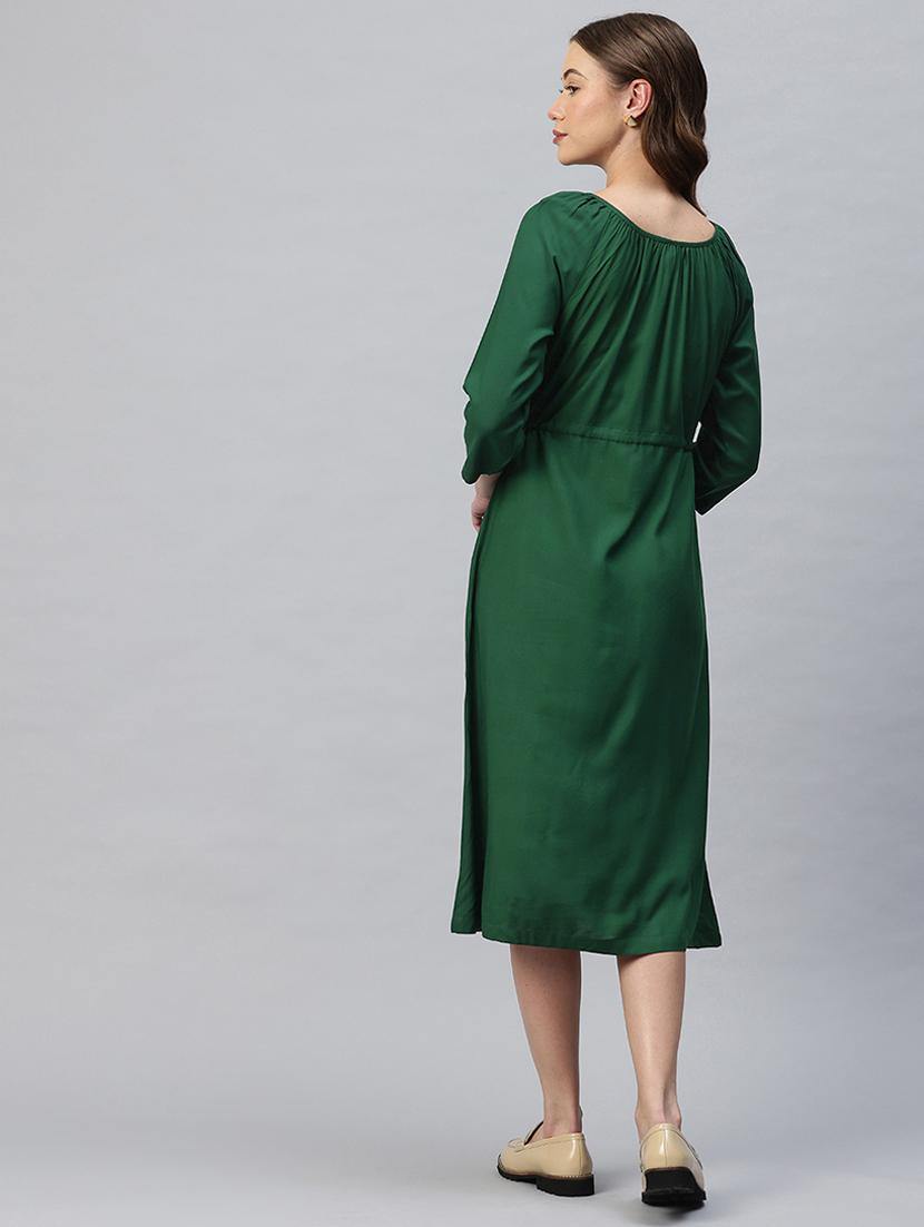 women solid round neck a-line dress - 21796778 - Standard Image - 3
