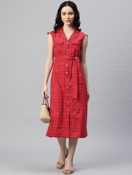 women checkered sleeveless shirt dress - 21796781 -  Standard Image - 0