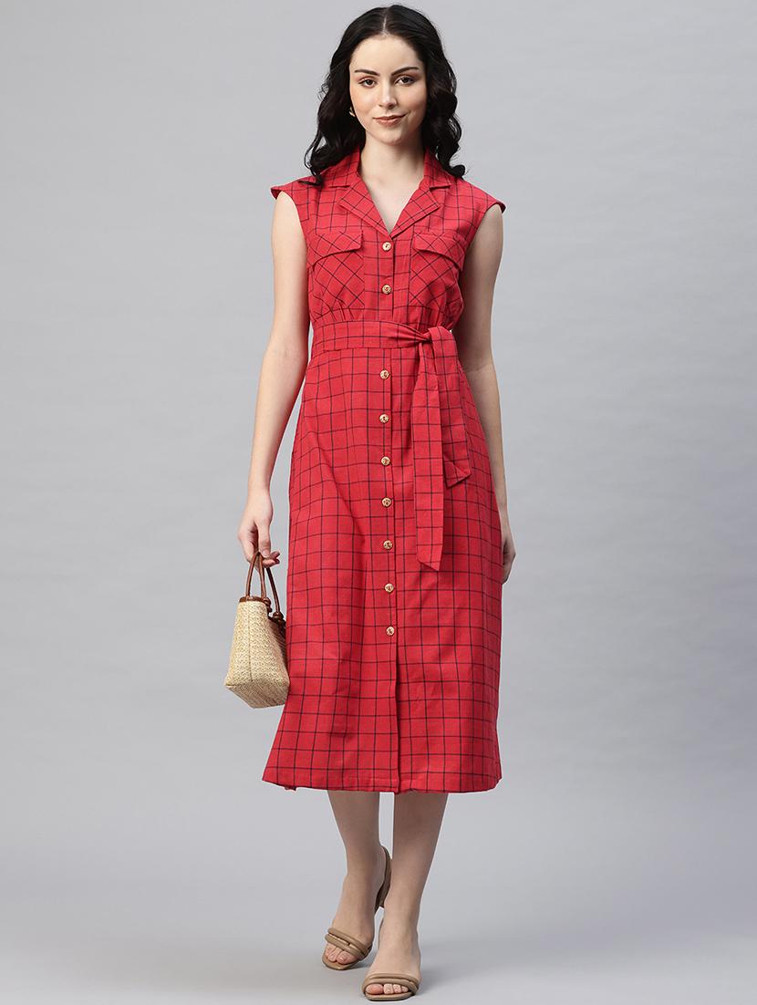 women checkered sleeveless shirt dress - 21796781 -  Zoom Image - 0