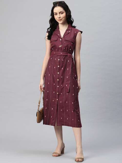 women self designed sleeveless shirt dress - 21796782 -  Standard Image - 0