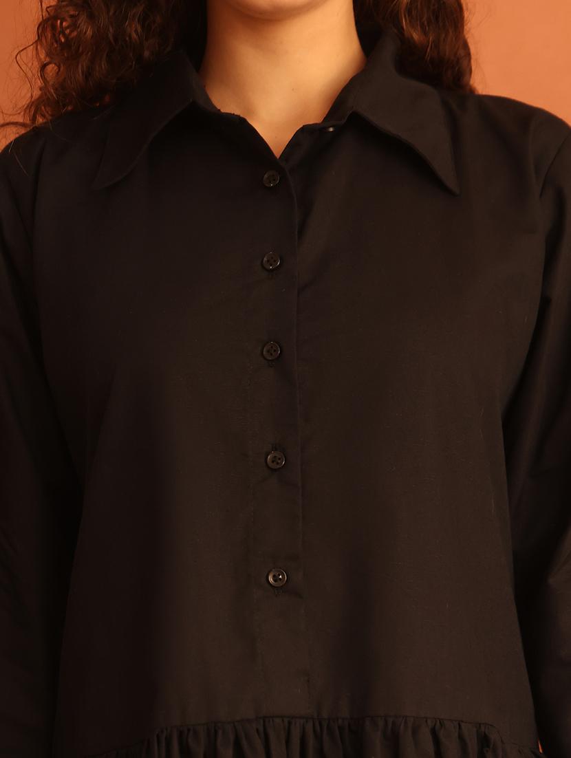 women puff sleeves collared tiererd dress - 21796959 - Standard Image - 5