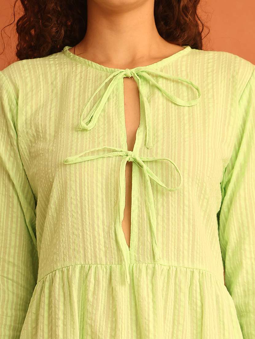 Women Self Designed Tie Up Neck A-line Dress - 21796963 -  Standard Image - 5