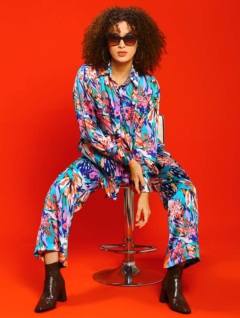women printed shirt and trouser co-ord set - 21796999 - Standard Image - 3