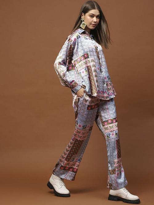 women printed shirt and trouser co-ord set - 21797001 -  Standard Image - 0