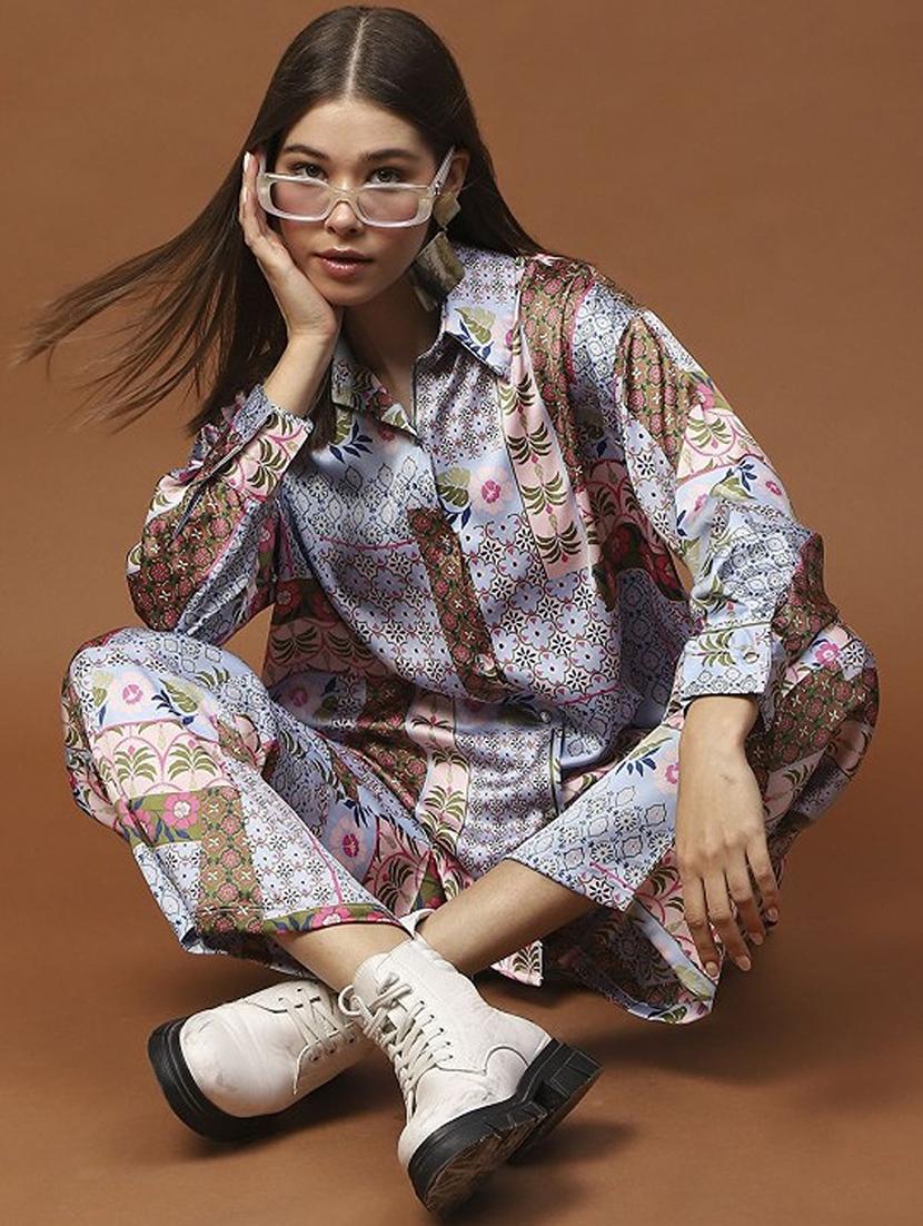 women printed shirt and trouser co-ord set - 21797001 - Standard Image - 3