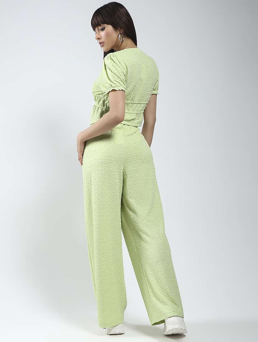 women solid top and trouser co-ord set - 21797007 - Standard Image - 3