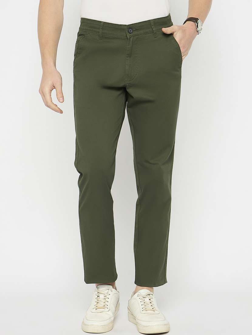 men ankle length mid rise chinos 