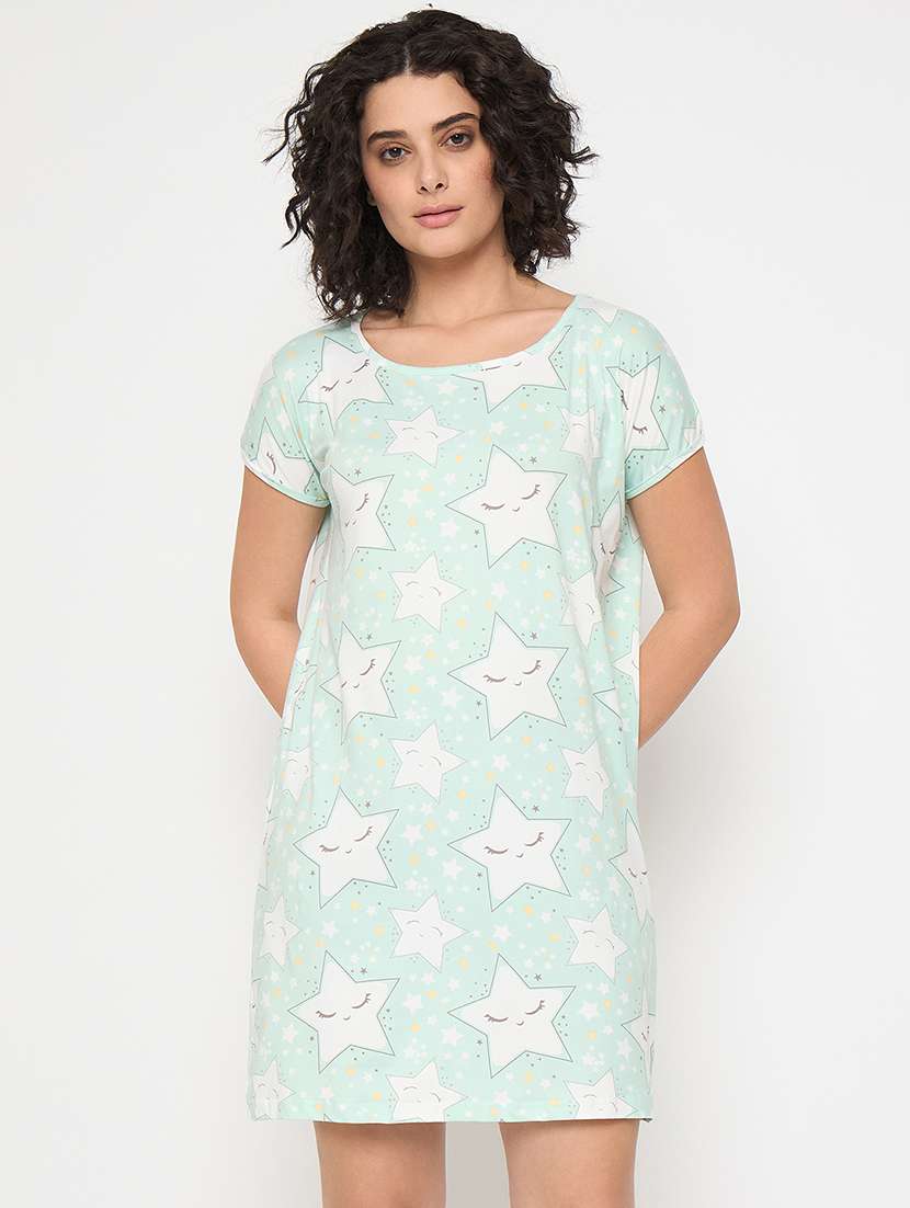 women printed short sleeves sleepshirt - 21797044 - Zoom Image - 0