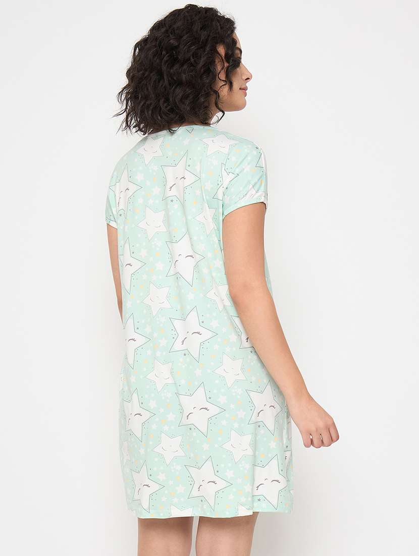 women printed short sleeves sleepshirt - 21797044 - Standard Image - 3