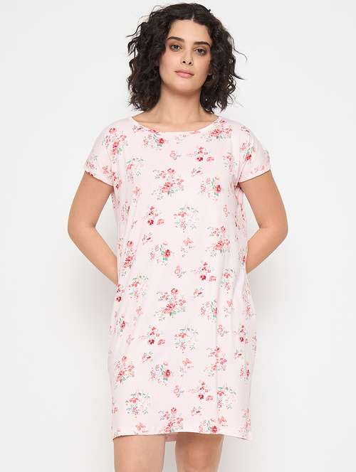 women floral printed short sleeves sleepshirt - 21797046 - Standard Image - 0