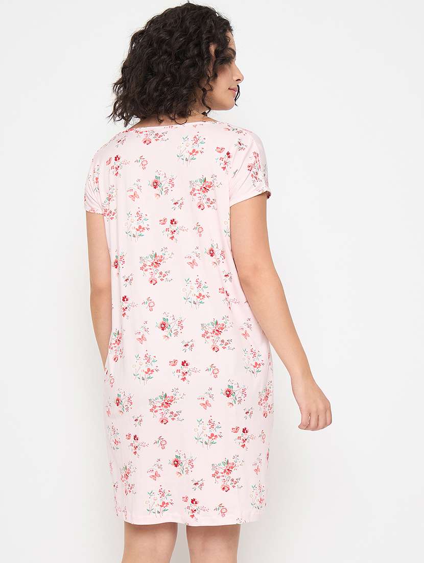 women floral printed short sleeves sleepshirt - 21797046 - Standard Image - 3
