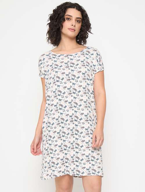 women printed short sleeves sleepshirt - 21797050 - Standard Image - 0