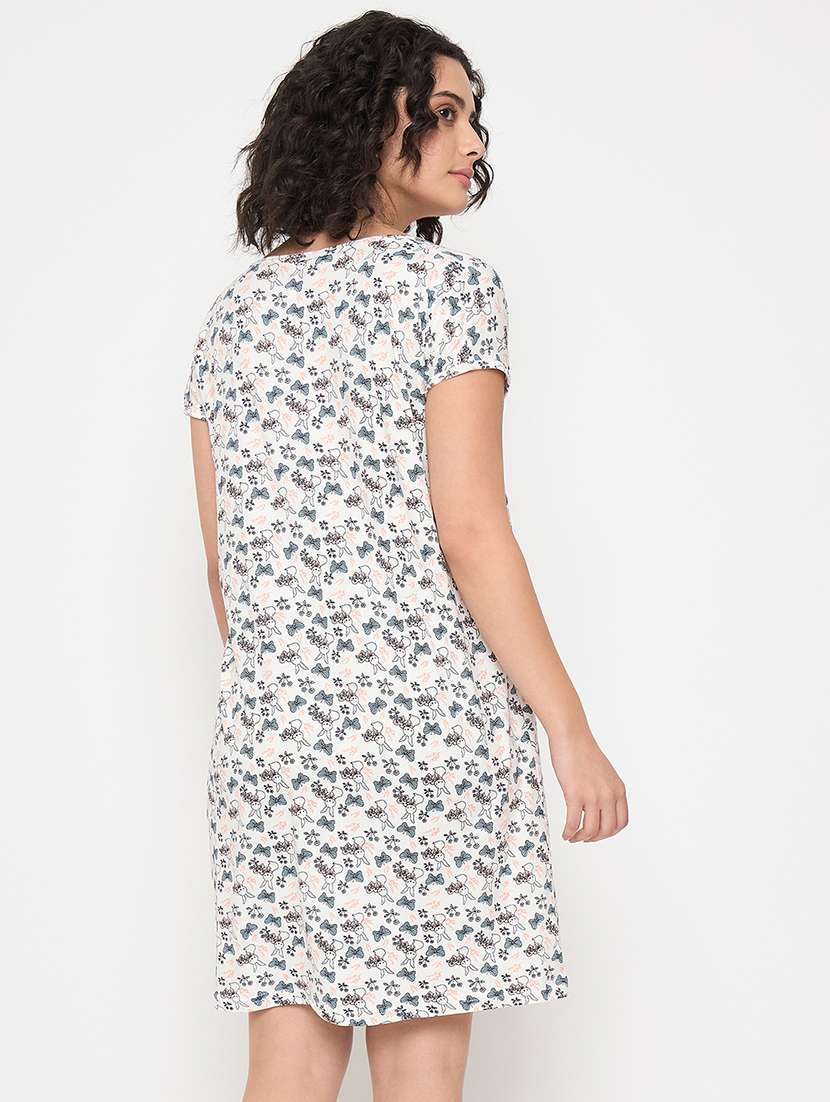 women printed short sleeves sleepshirt - 21797050 - Standard Image - 3