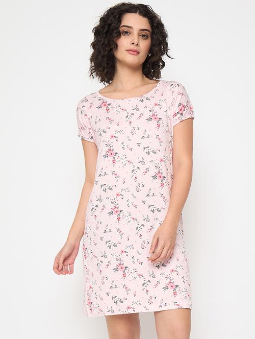 women floral printed short sleeves sleepshirt - 21797051 - Standard Image - 0
