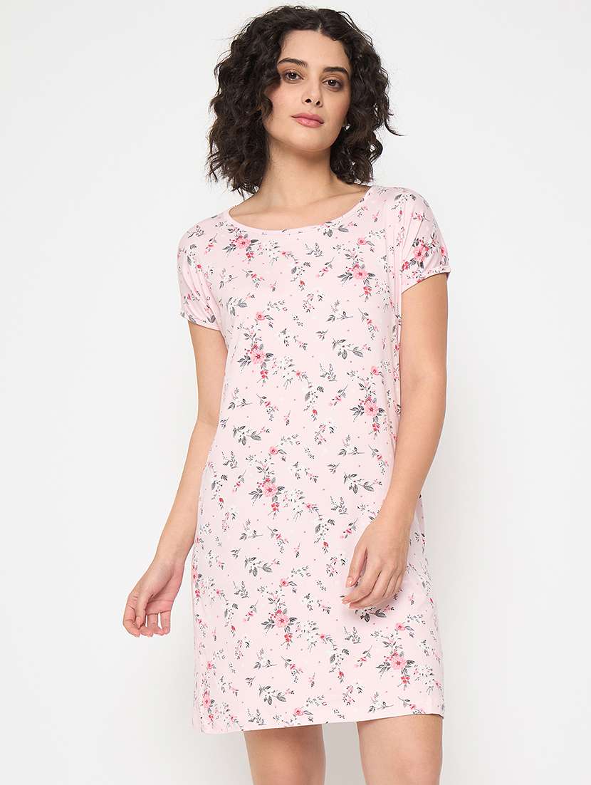 women floral printed short sleeves sleepshirt - 21797051 - Zoom Image - 0